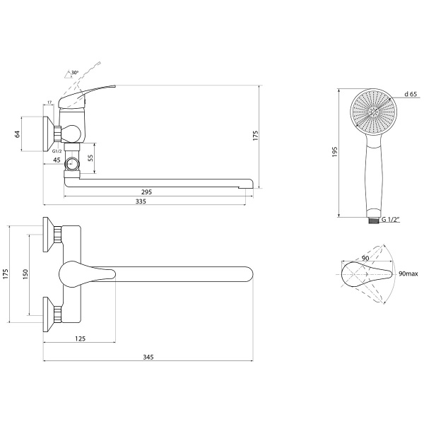 Смеситель для ванны Славен Прораб  П СЛ-ОД-П31