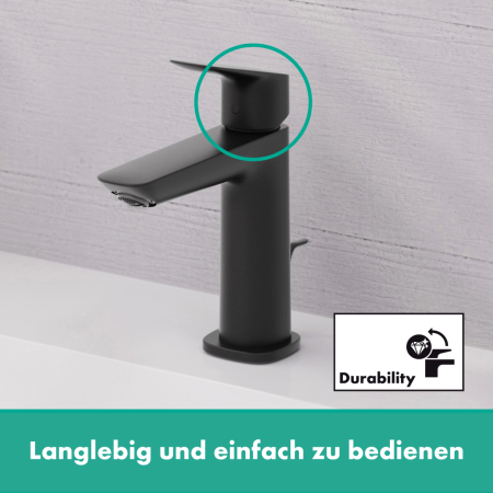 Смеситель для раковины с донным клапаном Hansgrohe Logis Fine 71251670 черный матовый