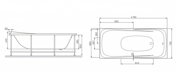 W30A-170-000W-PWSG Sensation, декоративная фронтальная панель для ванны 170х75 светло-голубой
