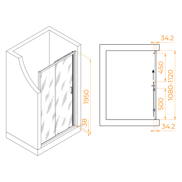 Душевая дверь 110 см RGW Passage PA-14B 41081411-14 прозрачное