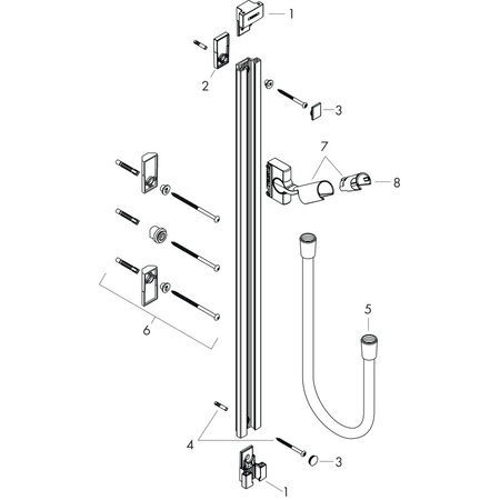Душевая штанга 900 мм со шлангом Hansgrohe Unica Raindance 27636000 хром