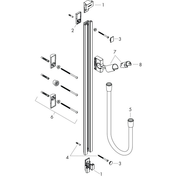 Душевая штанга 900 мм со шлангом Hansgrohe Unica Raindance 27636000 хром