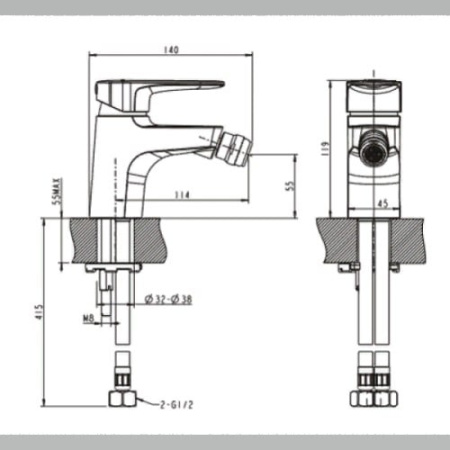 Смеситель для биде Bravat Source F3239218CP-1-RUS