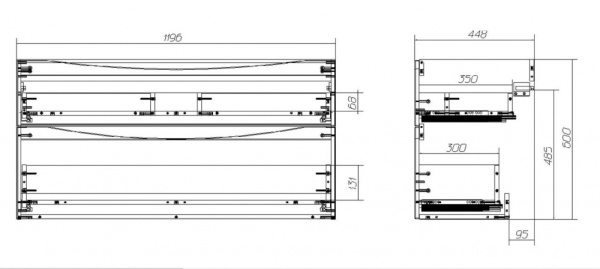 База под раковину подвесная BelBagno MARINO-H60-1200-2C-SO-BL-P Bianco Lucido