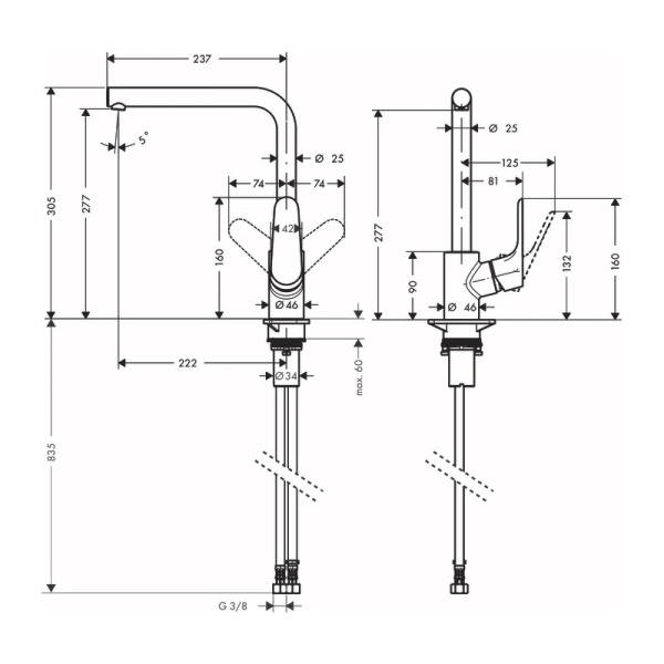 Смеситель для кухни Hansgrohe Focus M41 31817800 нержавеющая сталь