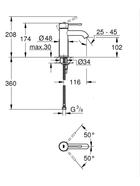 Смеситель для раковины однорычажный Grohe Essence New 23590 2431 (235902431) черный матовый