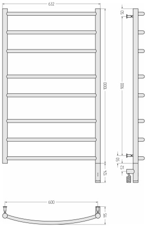 Полотенцесушитель электрический Сунержа Галант 3.0 (100х60) 30-5801-1060 правый