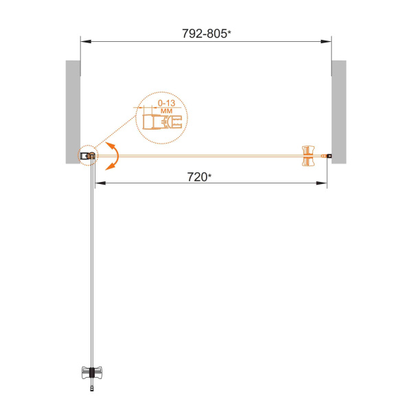 Душевая дверь (80х190) CEZARES ECO ECO-O-B-1-80-P-Cr
