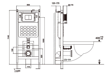 Комплект подвесной унитаз ABBER Rechteck AC1201MB-AC0105-AC0120