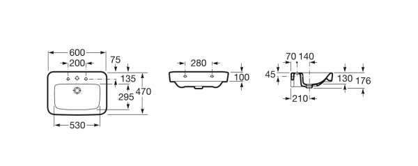 Раковина подвесная (60х47) Roca Dama Senso Square  32751B000