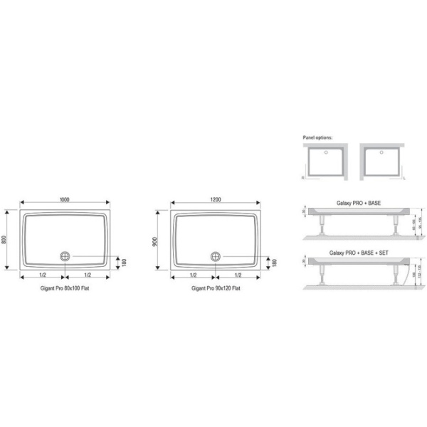 Душевой поддон Ravak Gigant Pro Flat XA03A411010