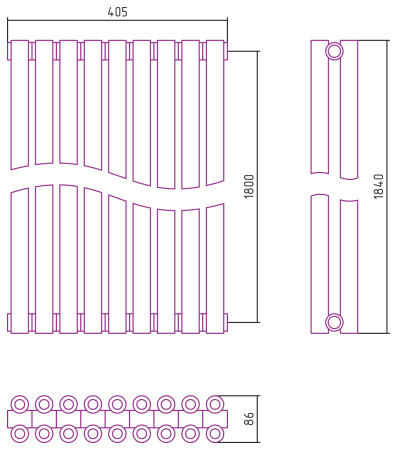 Полотенцесушитель Водяной Сунержа Эстет-00 (180х40) 9 секций Золото 03-0332-1809