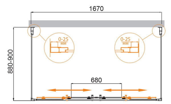 Душевой уголок (170х90) CEZARES MOLVENO MOLVENO-AH-2/2-170/90-C-GM-IV