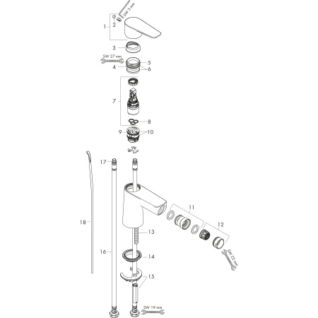 Смеситель для биде с донным клапаном Hansgrohe Talis E 71720670 черный матовый