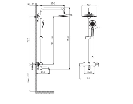 Душевая система с изливом Arrow AMG13SH848U1 хром