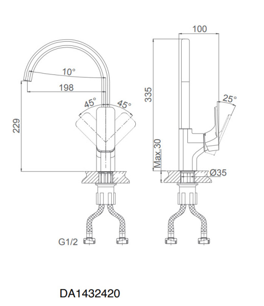 Смеситель для кухни D&K Berlin.(DA1432420) высокий антрацит