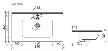 Раковина накладная (81х46,5) Sancos  Element CN7005MB