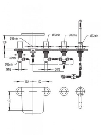 Смеситель для ванны Cezares Cascado CASCADO-F-BVD5-01