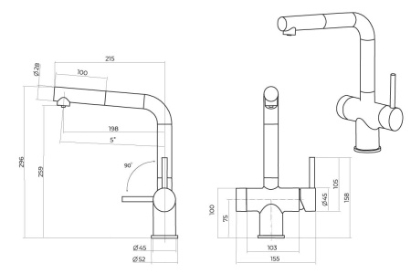 Смеситель для кухни EMAR ЕС - 7026 PVD Dark