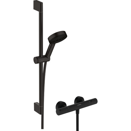 Термостат для душа с душевым гарнитуром Hansgrohe Pulsify Select S 105 3jet Relaxation EcoSmart Ecostat Element 24272670 черный матовый