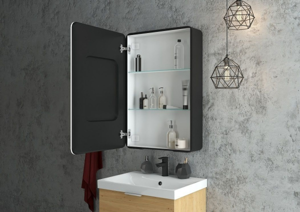 Зеркало-шкаф с подсветкой Art&Max LECCE AM-Lec-560-850-1D-L-DS-F-Nero