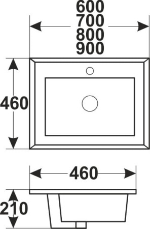 Встраиваемая сверху (91х47)  Melana F90-805