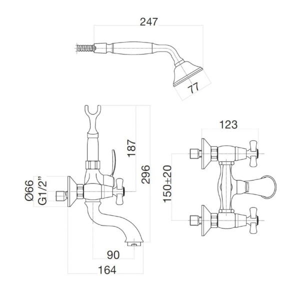 Смеситель для ванны Webert Armony AM720201010(153), золото Смеситель для ванны Webert Armony AM720201010(153), золото