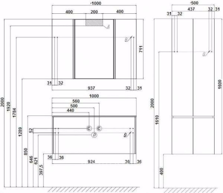 Тумба с раковиной Акватон Ондина 1A1637K0OD010