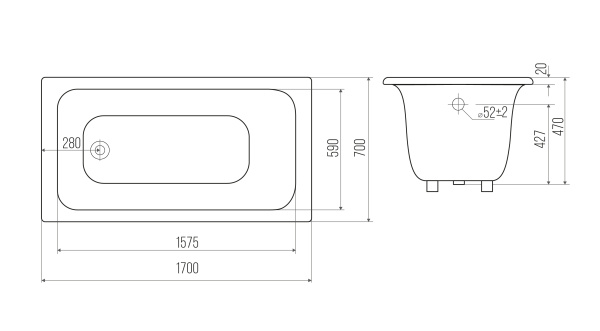 Чугунная ванна Goldman Comfort (170x70) CF17070