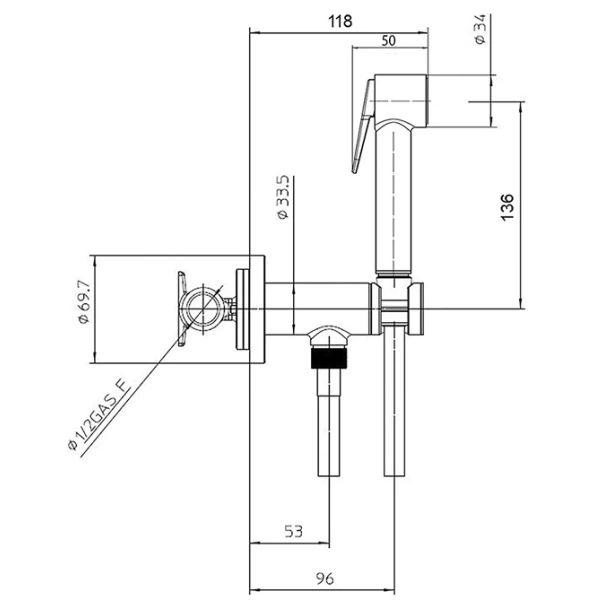 Гигиенический набор с прогрессивным смесителем Bossini Paloma Brass E37007B.030 хром глянец