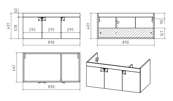 Тумба под раковину Misty Сахара 90 Пр-Сах06090-0011По