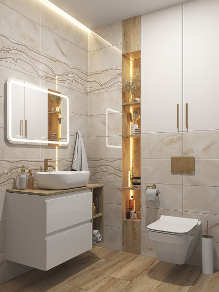 Комплект унитаза с инсталляцией Cersanit Crea 64443 с сиденьем микролифт и клавишей смыва хром глянцевый