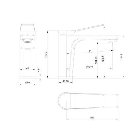Смеситель для раковины WONZON & WOGHAND, черный матовый WW-XH-012-MB