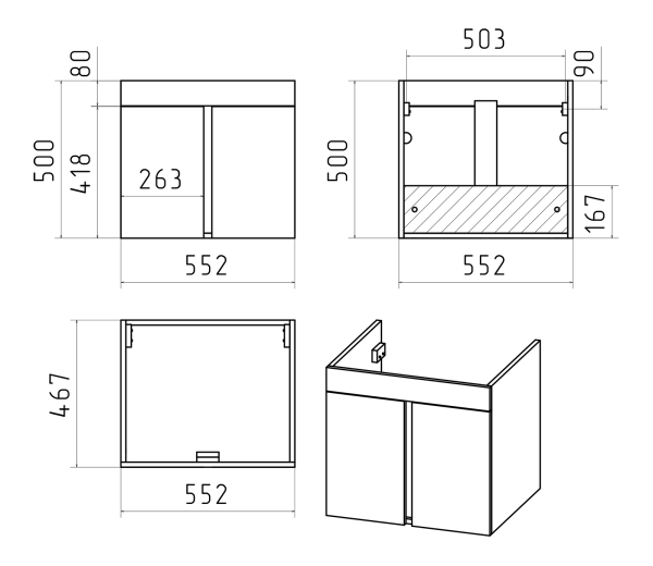 Тумба под раковину Misty Торос 60  П-Тор0060-011