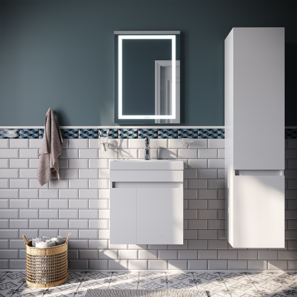 Тумба с умывальником IDDIS подвесная с дверцами, белая, 50 см, Zodiac. Подходит ум. 3505000i28 (ZOD5CD0i95K)