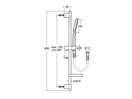 Душевой гарнтиур Roca Plenum Square 140/3F 5B1A10CB0