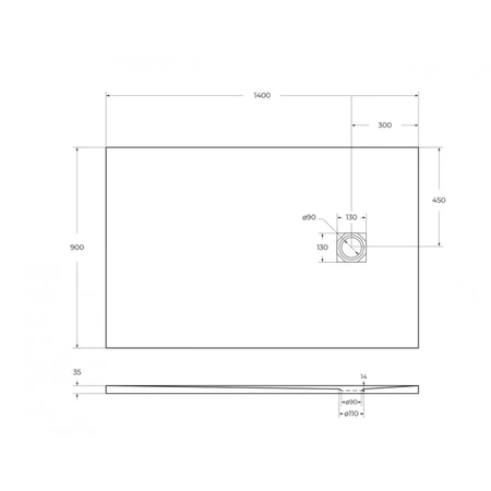 Поддон из искусственного мрамора BelBagno TRAY-MR-UNO-AH-140/90-35-W-CR
