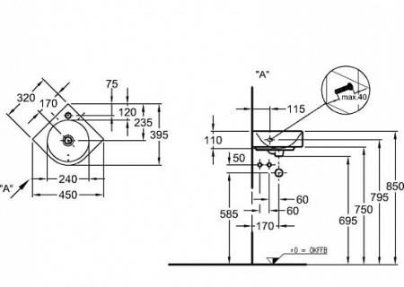 Рукомойник (45х39) Geberit Renova Compact 276132000