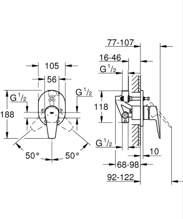 Смеситель для ванны однорычажный Grohe BauEdge New 29039 001 (29039001)