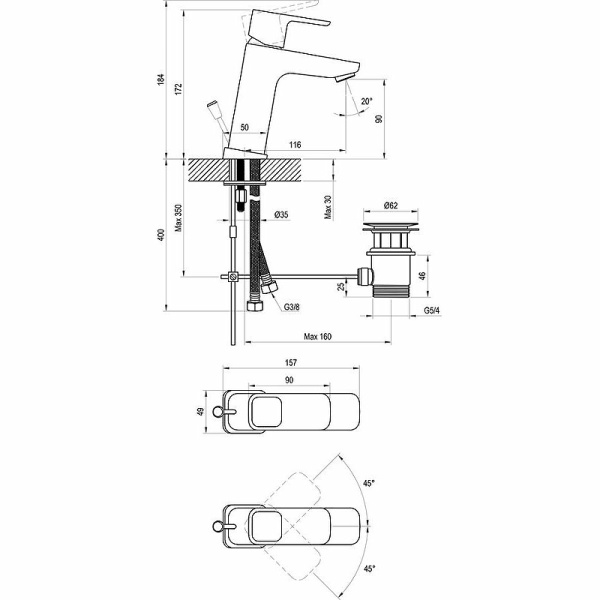 Смеситель для раковины Ravak 10° TD 013.00 X070061 Смеситель для раковины Ravak 10° TD 013.00 X070061