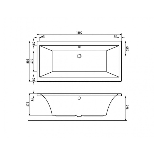 Ванна BERGES акриловая TARI с каркасом (180x80) 050031