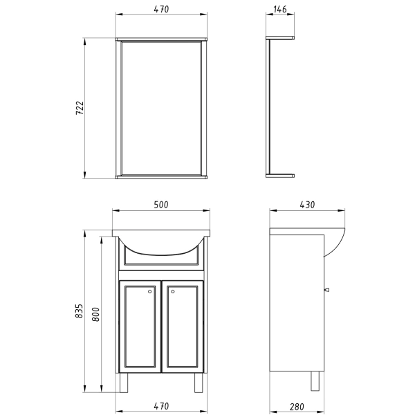 Тумба под раковину ASB-Mebel Альпина 50 под (11780)