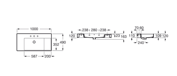Раковина полувстраиваемая (100x49) Roca Inspira Square Unik  32752A000