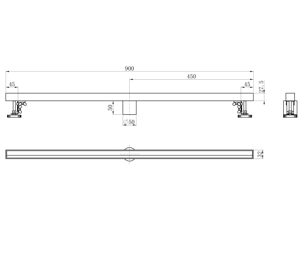 Душевой трап 90 см WONZON & WOGHAND, брашированное золото WW-65409M-BG