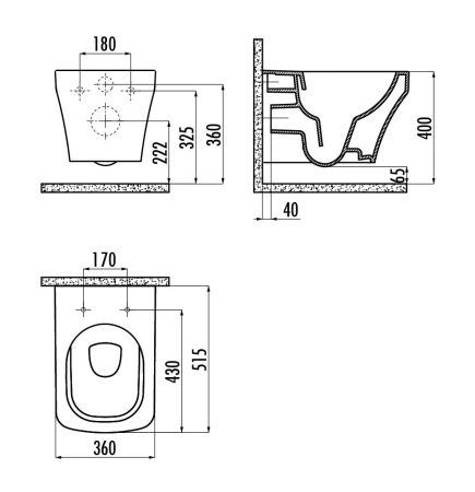 Унитаз подвесной безободковый Creavit Solo SO321-11CB00E-0000