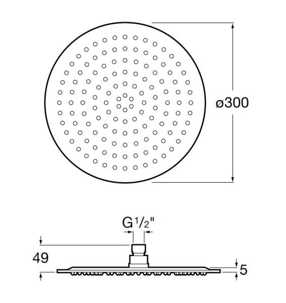 Верхний душ Roca Raindream D300 нержавеющая сталь 5B2550C00