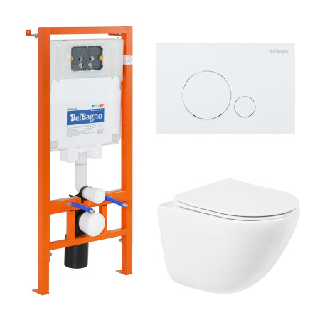 Комплект унитаза с инсталляцией BelBagno AMAND BB051CHR/BB051SC/BB002-80/BB014-SR-BIANCO