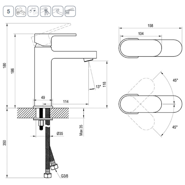 Смеситель для раковины Ravak Chrome CR 014.20BL X070428