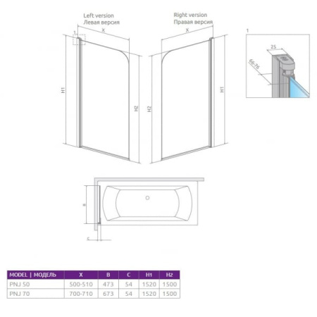 Шторка для ванны Radaway Eos 205101-101L