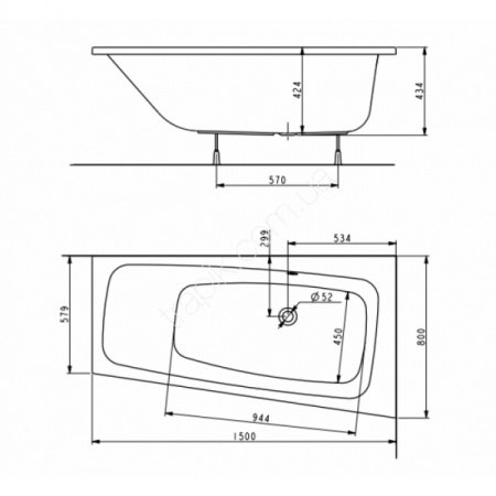 Ванна асимметричная Kolo Split (правая) XWA1650000